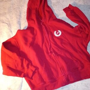 PINK Victoria's Secret Red Sweatshirt Label Detail